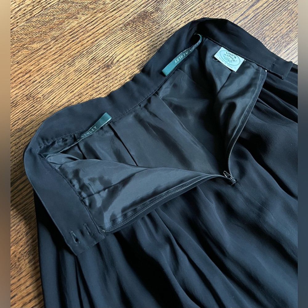 Classic Silk Midi Skirt, Vintage Laura Ashley High Waist Skirt - Picture 7 of 10